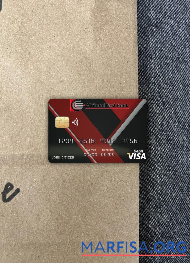 Downloadable Congo Afriland First bank visa card photolook front example